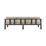 Nofi Aluminum and Solid Teak Wood Outdoor Patio 4 Piece Conversation Set with Olefin Cushions