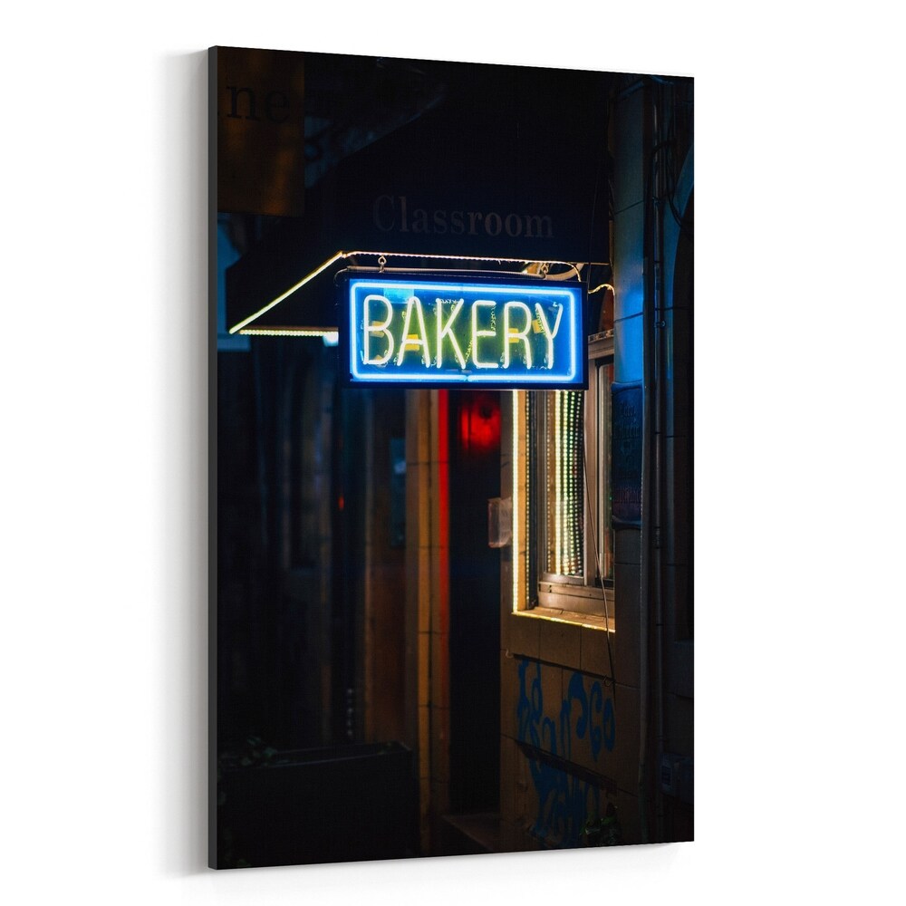 Noir Gallery Bakery Neon Sign New York City Canvas Wall Art Print