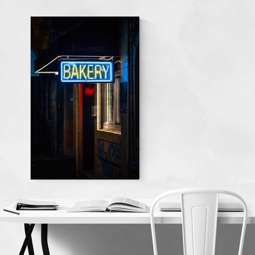 Noir Gallery Bakery Neon Sign New York City Canvas Wall Art Print