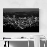 Noir Gallery Black & White Portland Skyline Unframed Art Print/Poster