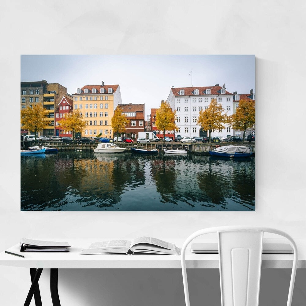 Noir Gallery Copenhagen Denmark Autumn Canal Canvas Wall Art Print