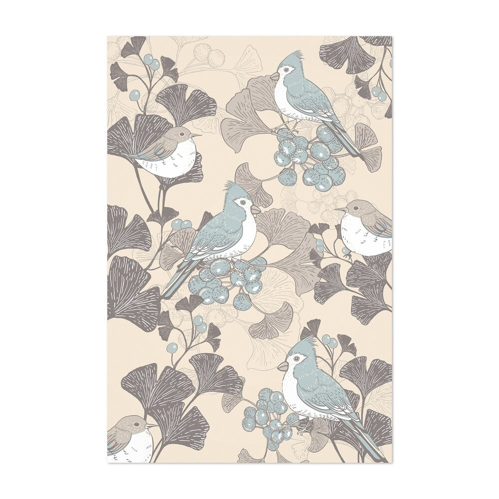 Noir Gallery Ginkgo Tree Bird Botanical Unframed Art Print/Poster