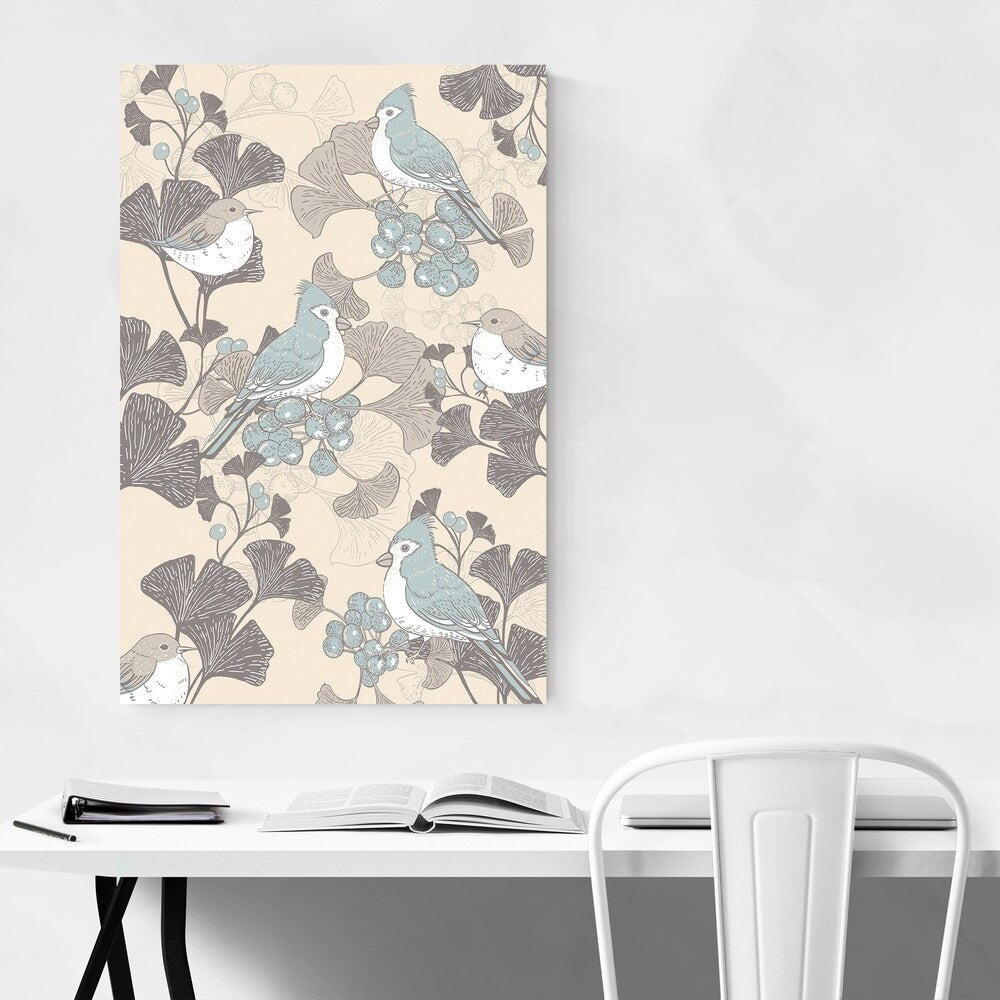 Noir Gallery Ginkgo Tree Bird Botanical Unframed Art Print/Poster