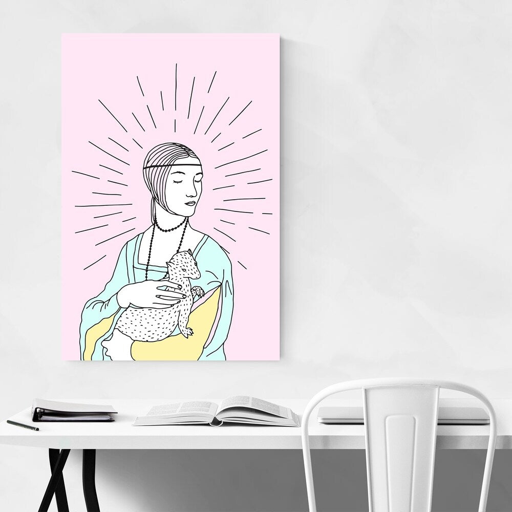 Noir Gallery Lady With An Ermine Pop Painting Canvas Wall Art Print