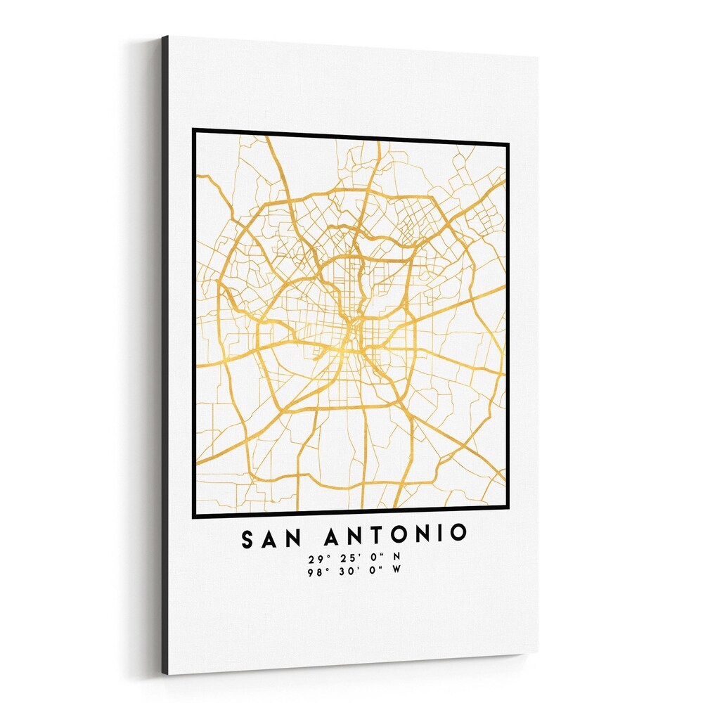 Noir Gallery Minimal San Antonio City Map Canvas Wall Art Print