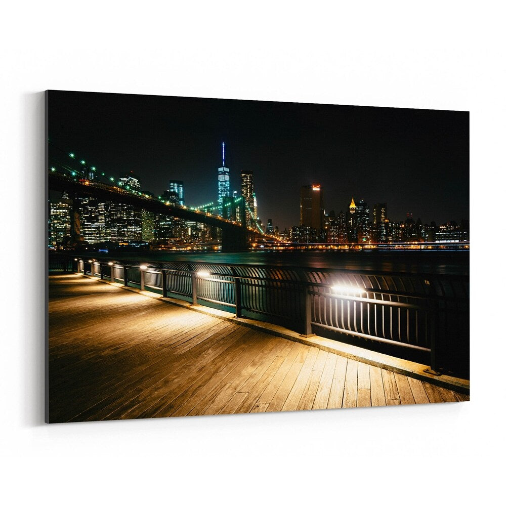 Noir Gallery New York Brooklyn Bridge Skyline Canvas Wall Art Print