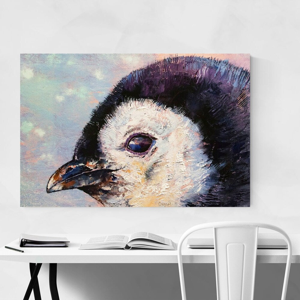 Noir Gallery Penguin Chick Animal Painting Unframed Art Print/Poster