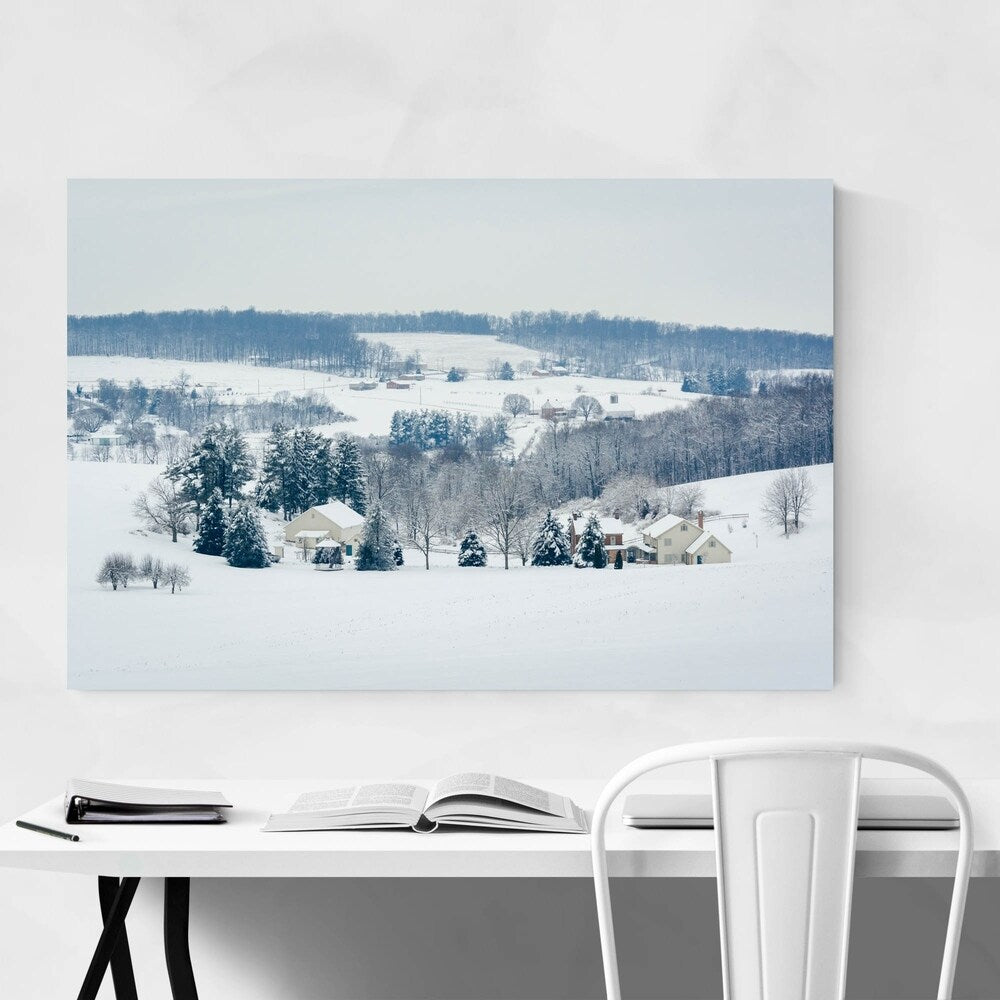 Noir Gallery Pennsylvania Winter Snow Farms Canvas Wall Art Print