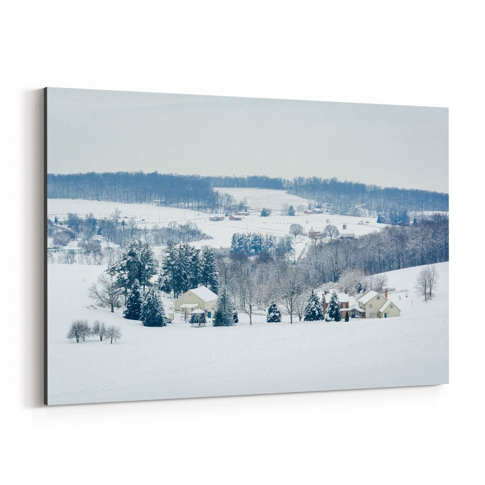 Noir Gallery Pennsylvania Winter Snow Farms Canvas Wall Art Print