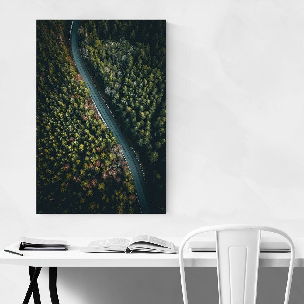Noir Gallery Road in Forest Sweden Landscape Canvas Wall Art Print