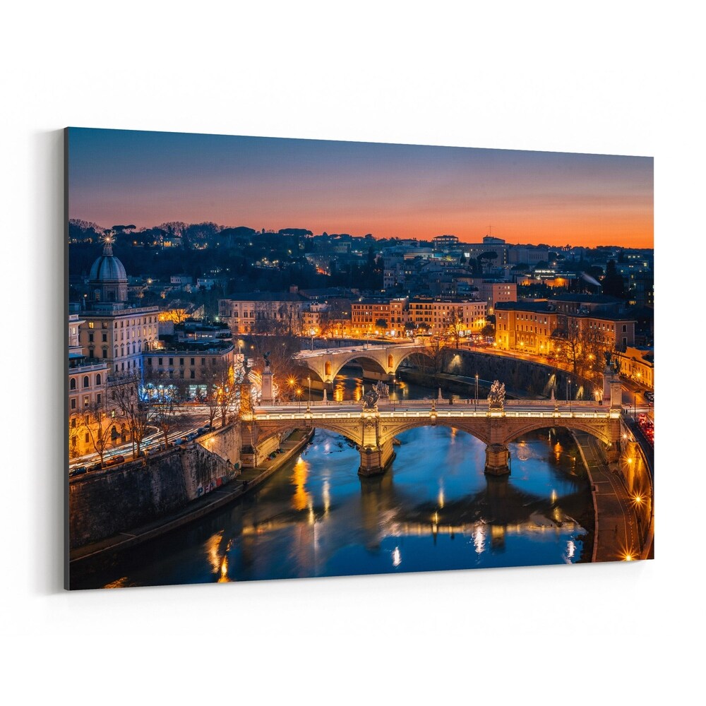 Noir Gallery Rome Italy Tiber River Cityscape Canvas Wall Art Print