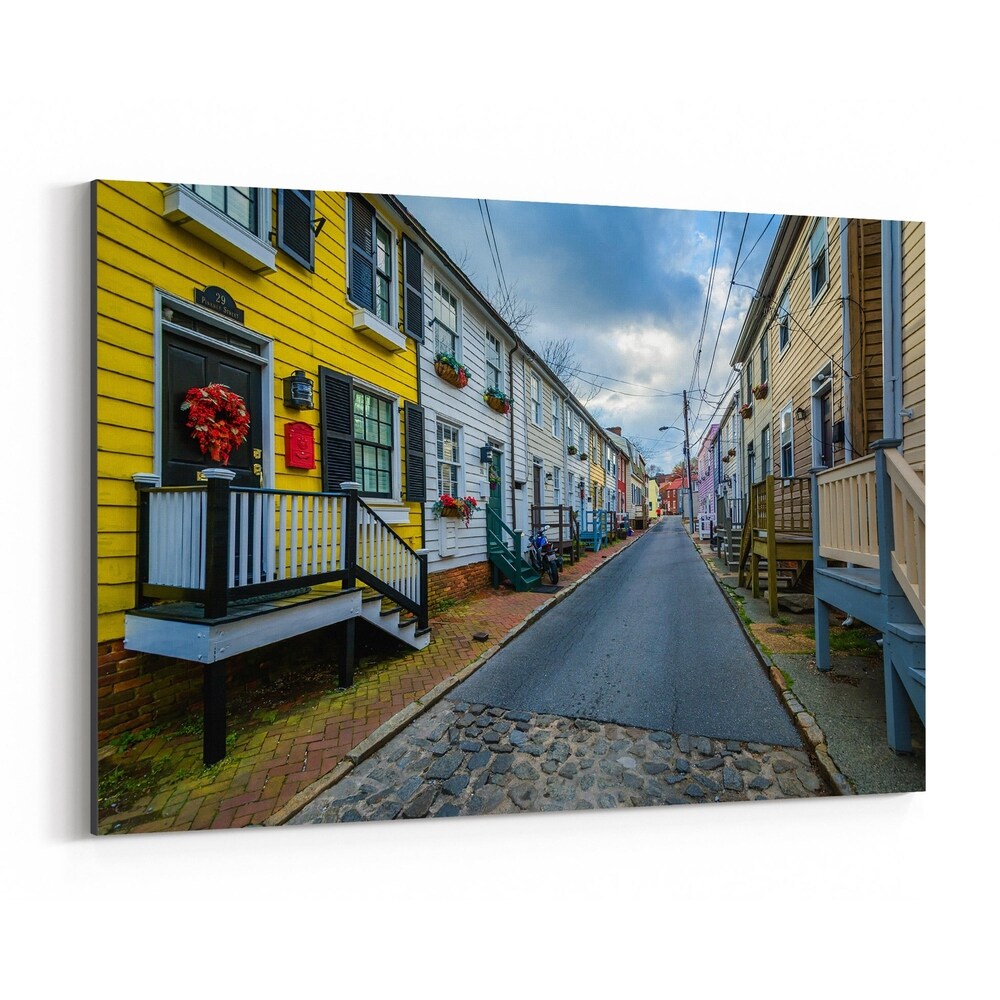 Noir Gallery Row Houses Annapolis Maryland Canvas Wall Art Print