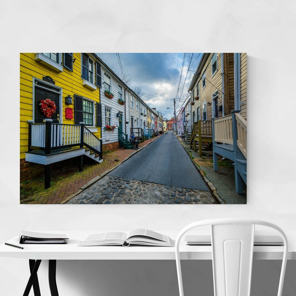 Noir Gallery Row Houses Annapolis Maryland Canvas Wall Art Print