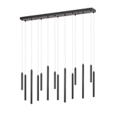 14 Light Linear LED Integrated in Black or Gold Cluster Chandelier, Luxury Kitchen Island Dining Room Pendant