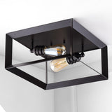 Nola Square 13" 2-Light Iron Modern Farmhouse LED Flush Mount, Oil Rubbed Bronze by JONATHAN Y