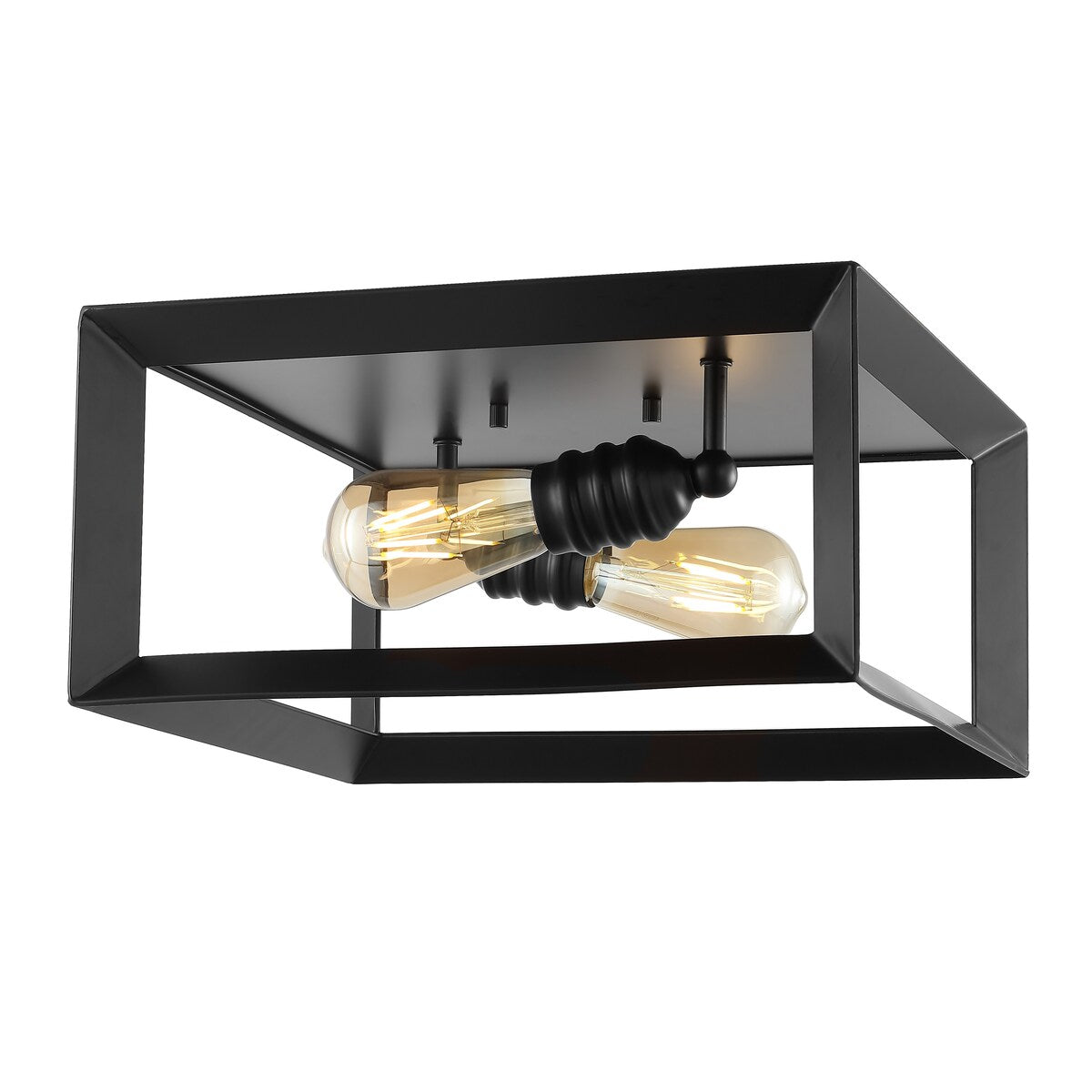 Nola Square 13" 2-Light Iron Modern Farmhouse LED Flush Mount, Oil Rubbed Bronze by JONATHAN Y