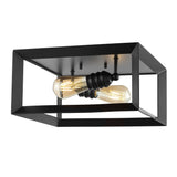 Nola Square 13" 2-Light Iron Modern Farmhouse LED Flush Mount, Oil Rubbed Bronze by JONATHAN Y