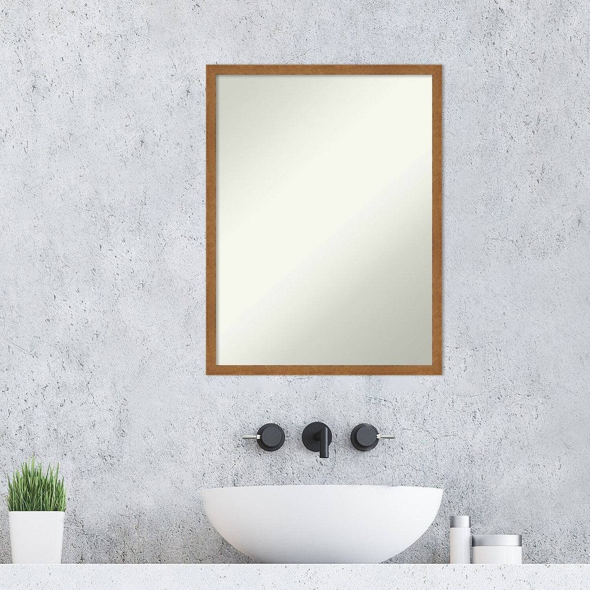 Non-Beveled Wood Bathroom Wall Mirror - Carlisle Blonde Narrow Frame