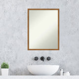 Non-Beveled Wood Bathroom Wall Mirror - Carlisle Blonde Narrow Frame