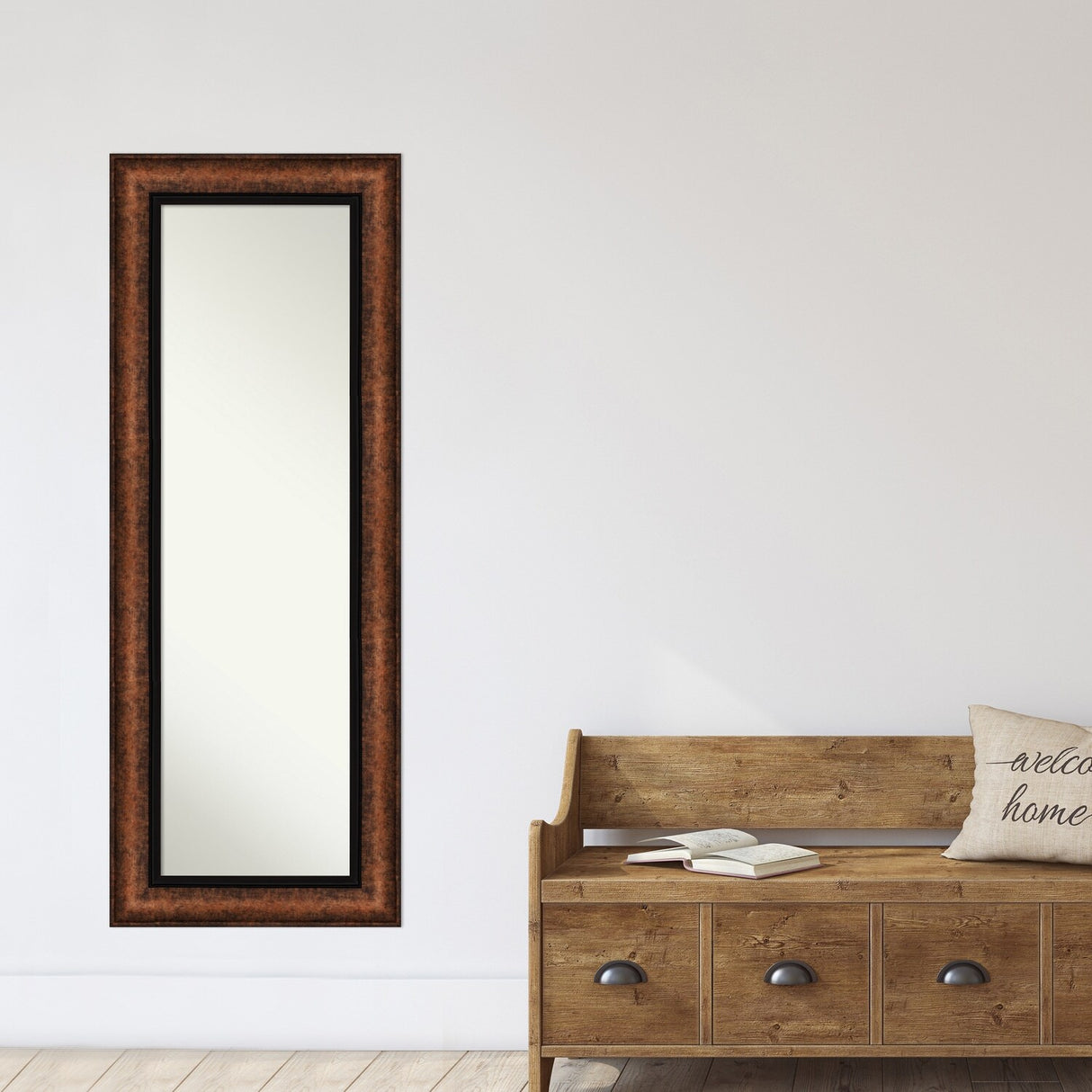 Non-Beveled Full Length On The Door Mirror 54.5 x 20.5 in. - Vogue Frame - Hued Bronze - 21 x 55 in