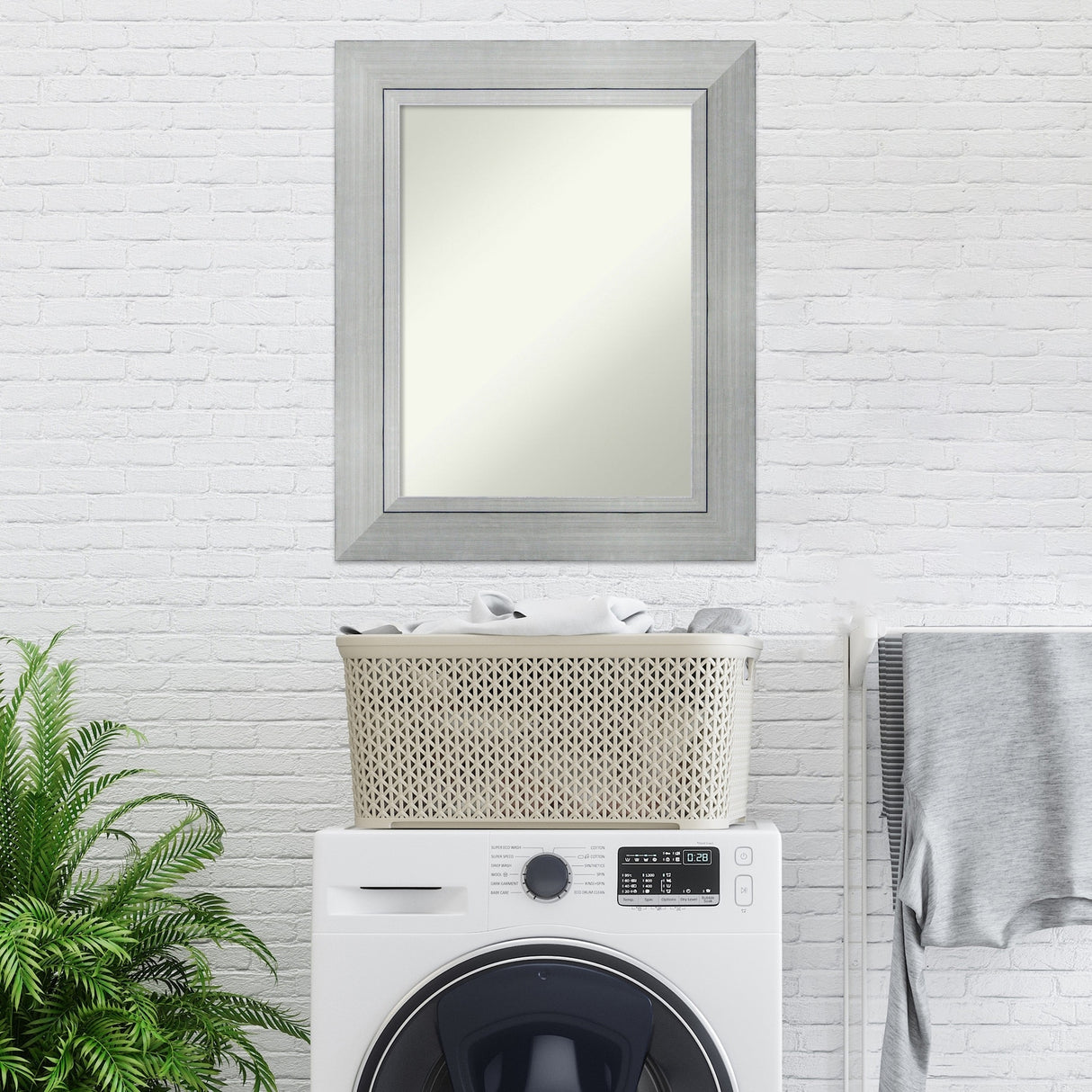 Non-Beveled Wood Bathroom Wall Mirror - Romano Silver Frame