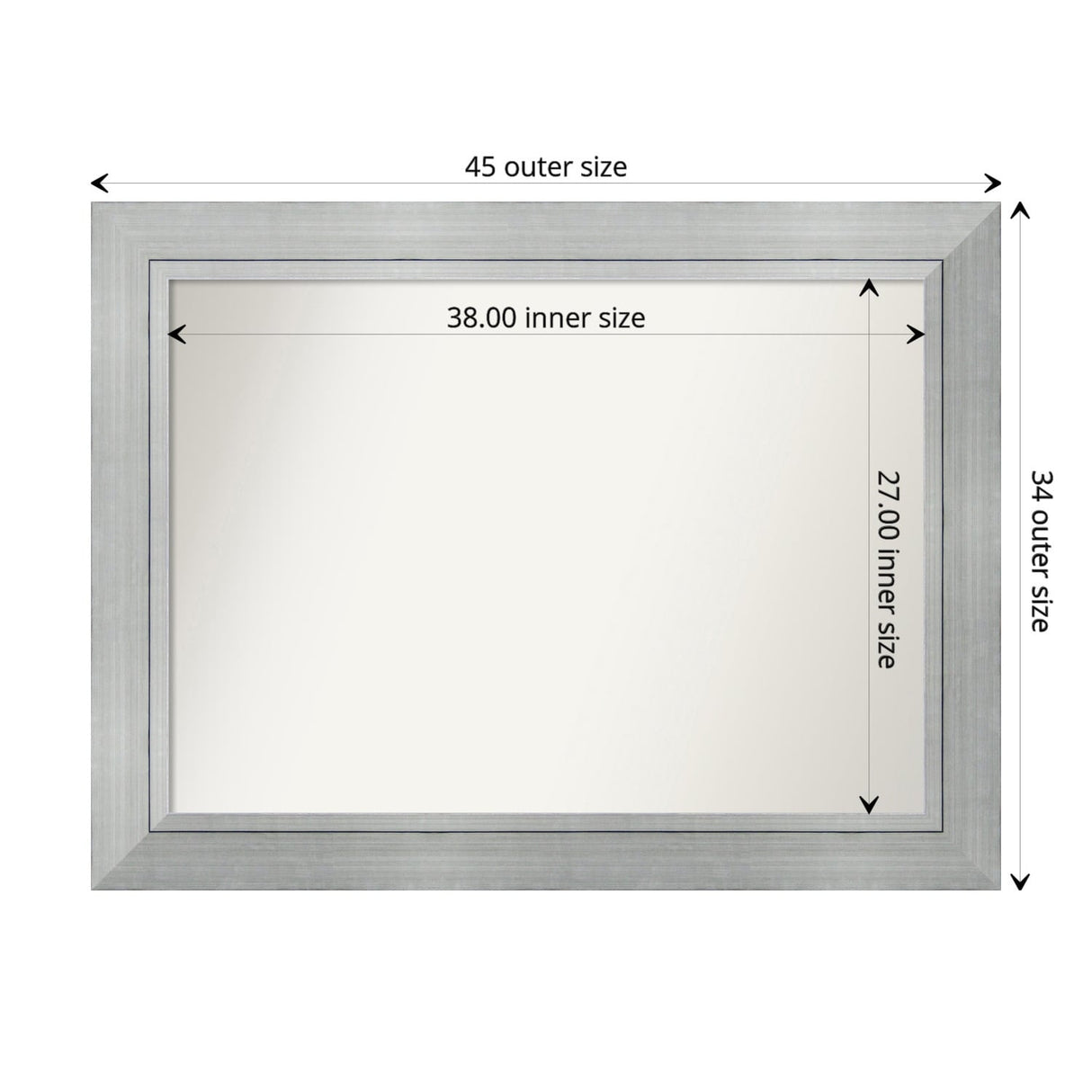 Non-Beveled Wood Bathroom Wall Mirror - Romano Silver Frame