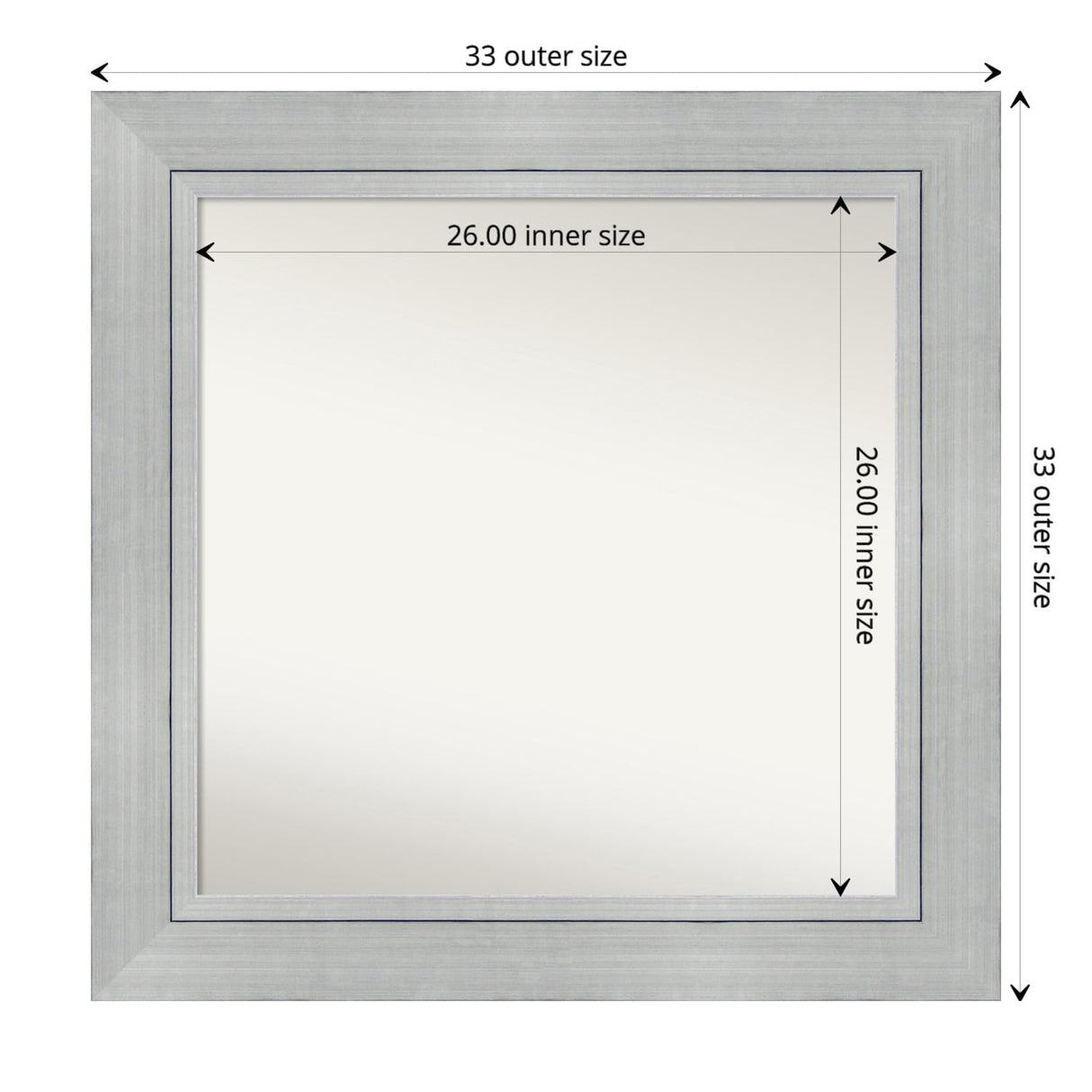 Non-Beveled Wood Bathroom Wall Mirror - Romano Silver Frame