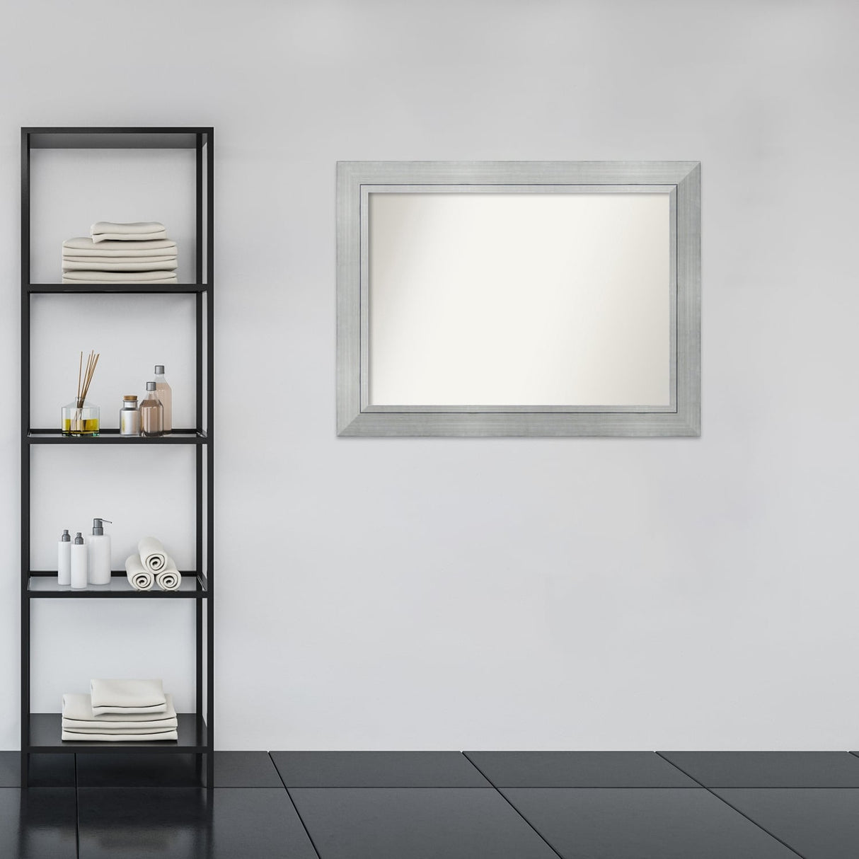 Non-Beveled Wood Bathroom Wall Mirror - Romano Silver Frame