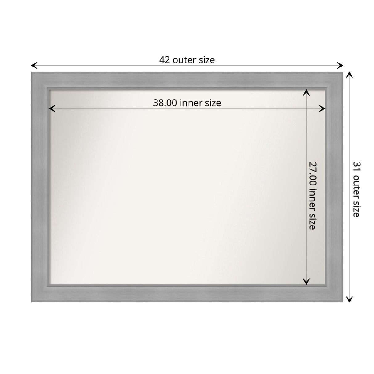 Non-Beveled Bathroom Wall Mirror - Vista Brushed Nickel Frame