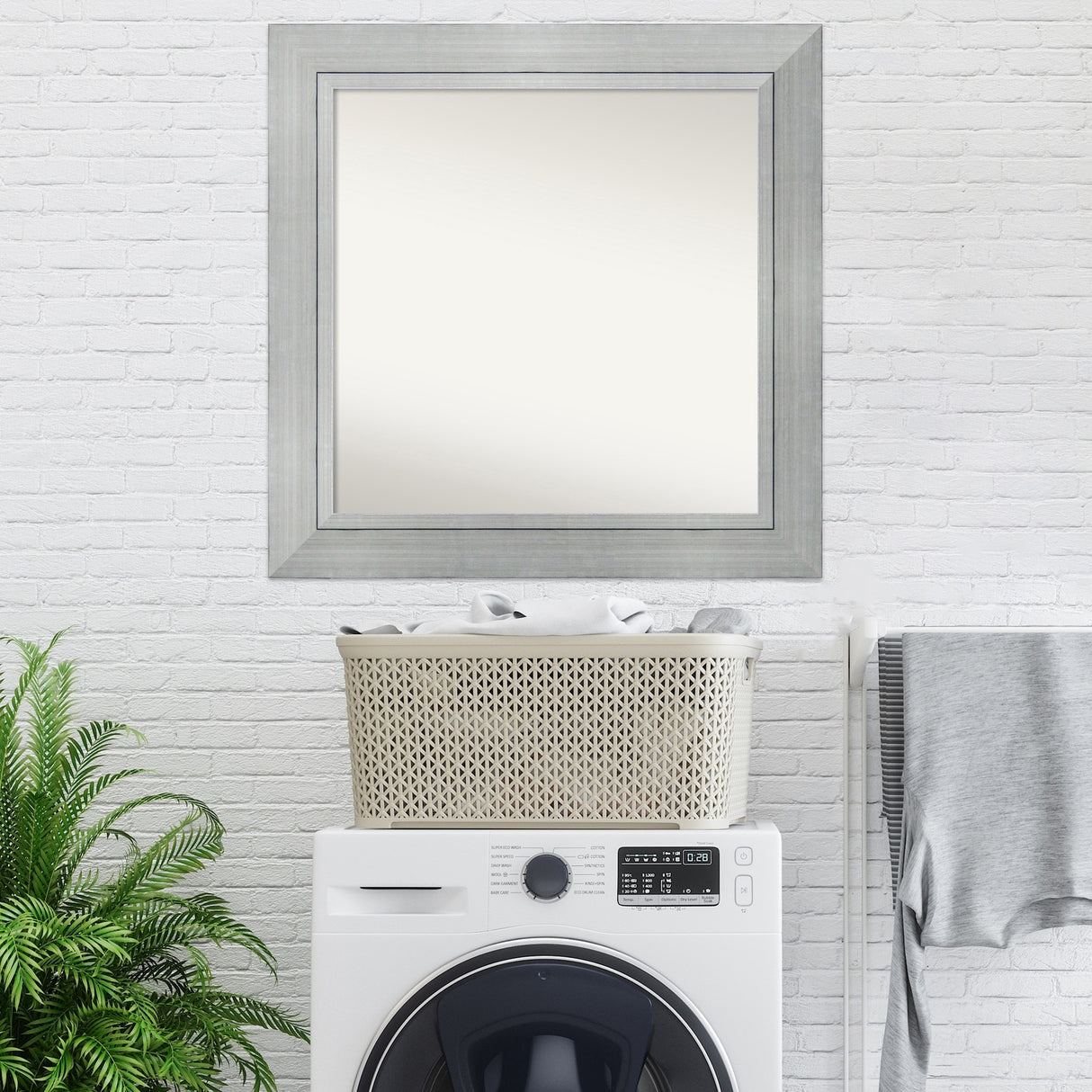 Non-Beveled Wood Bathroom Wall Mirror - Romano Silver Frame
