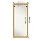 Non-Beveled Wood Full Length Floor Leaner Mirror - Grace Brushed Gold Frame - Grace Brushed Gold - Outer Size: 28 x 64 in