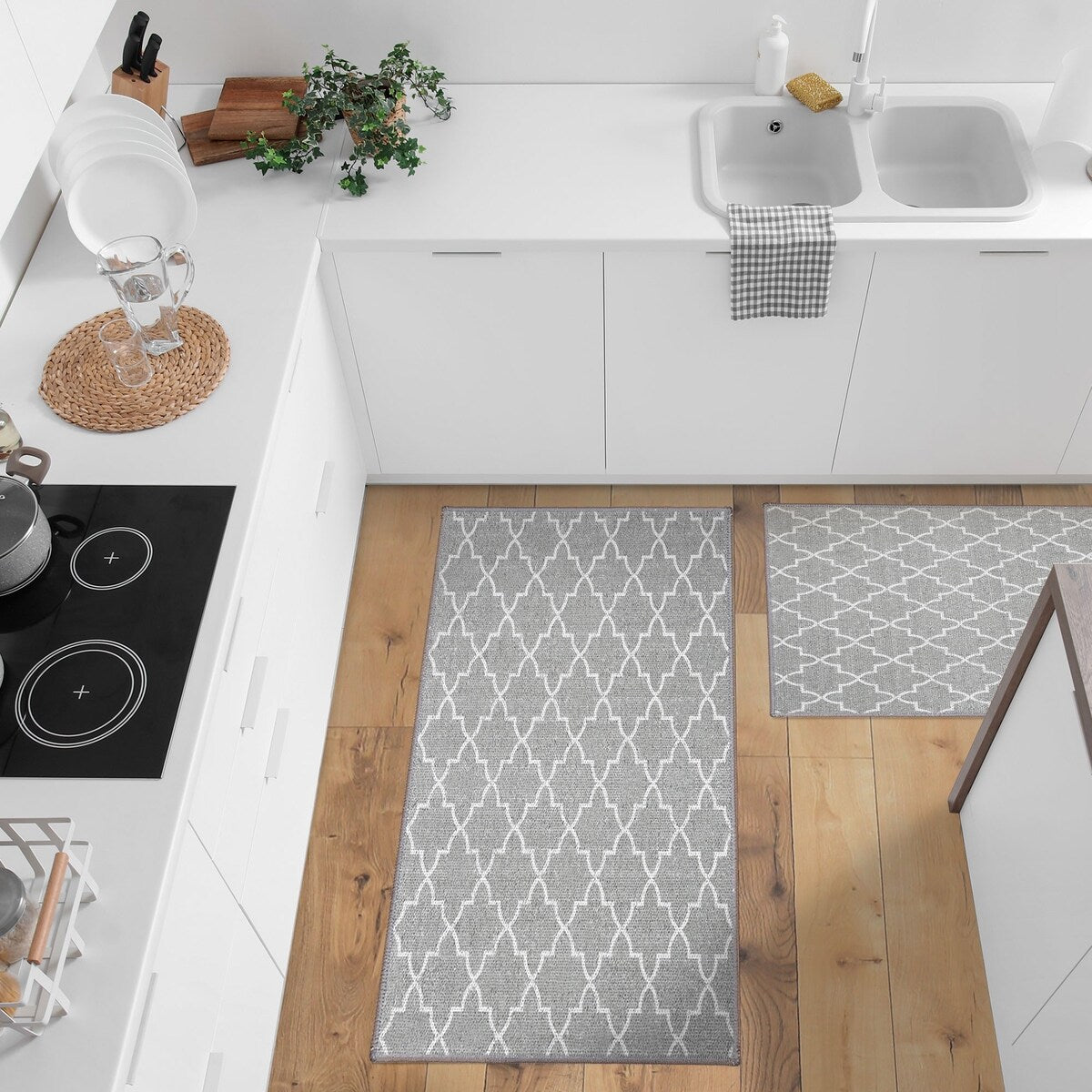 Non Skid Washable Kitchen Runner Rugs Set of 2 - Area Rugs for Kitchen, Laundry Room - Set of 2