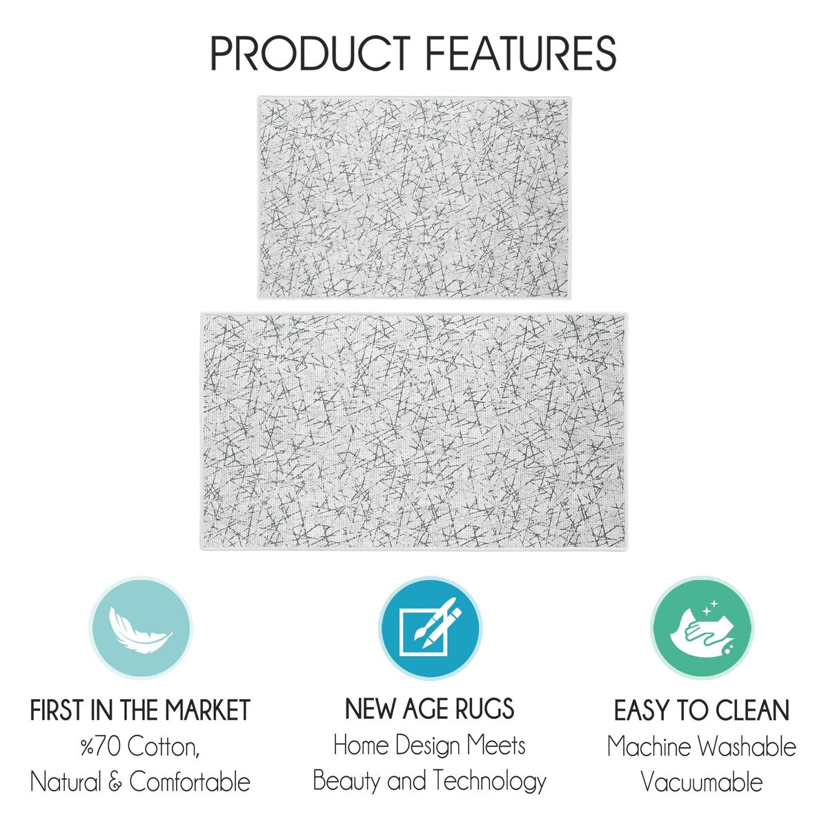 Sussexhome Non Skid Washable Kitchen Runner Rugs Set of 2 - Set of 44 x 24 and 31.5 x 20 Inches