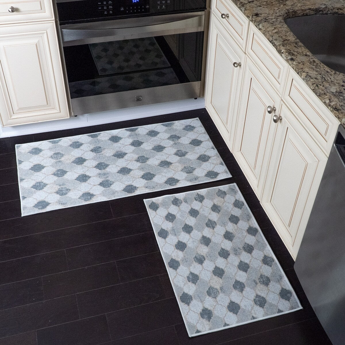 Non-skid Washable Kitchen Runner Rugs (Set of 2) - Set of 44 x 24 and 31.5 x 20 Inches