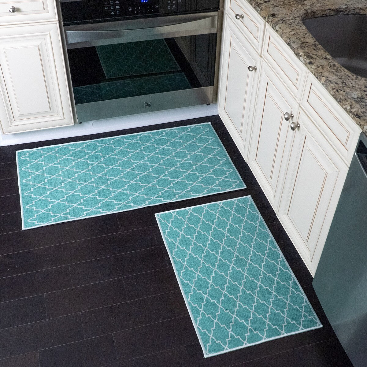 Non-skid Washable Kitchen Runner Rugs (Set of 2) - Set of 44 x 24 and 31.5 x 20 Inches