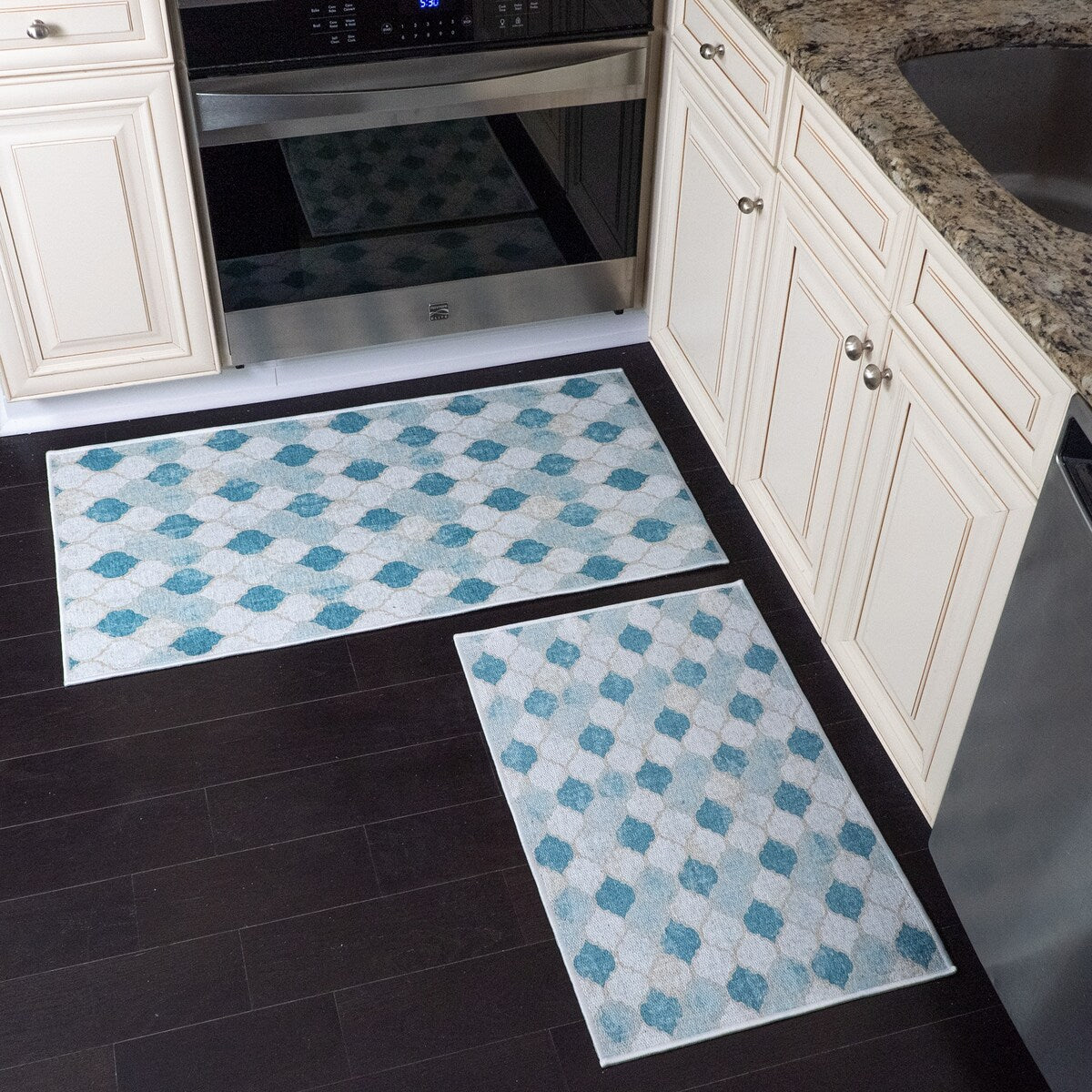 Non-skid Washable Kitchen Runner Rugs (Set of 2) - Set of 44 x 24 and 31.5 x 20 Inches