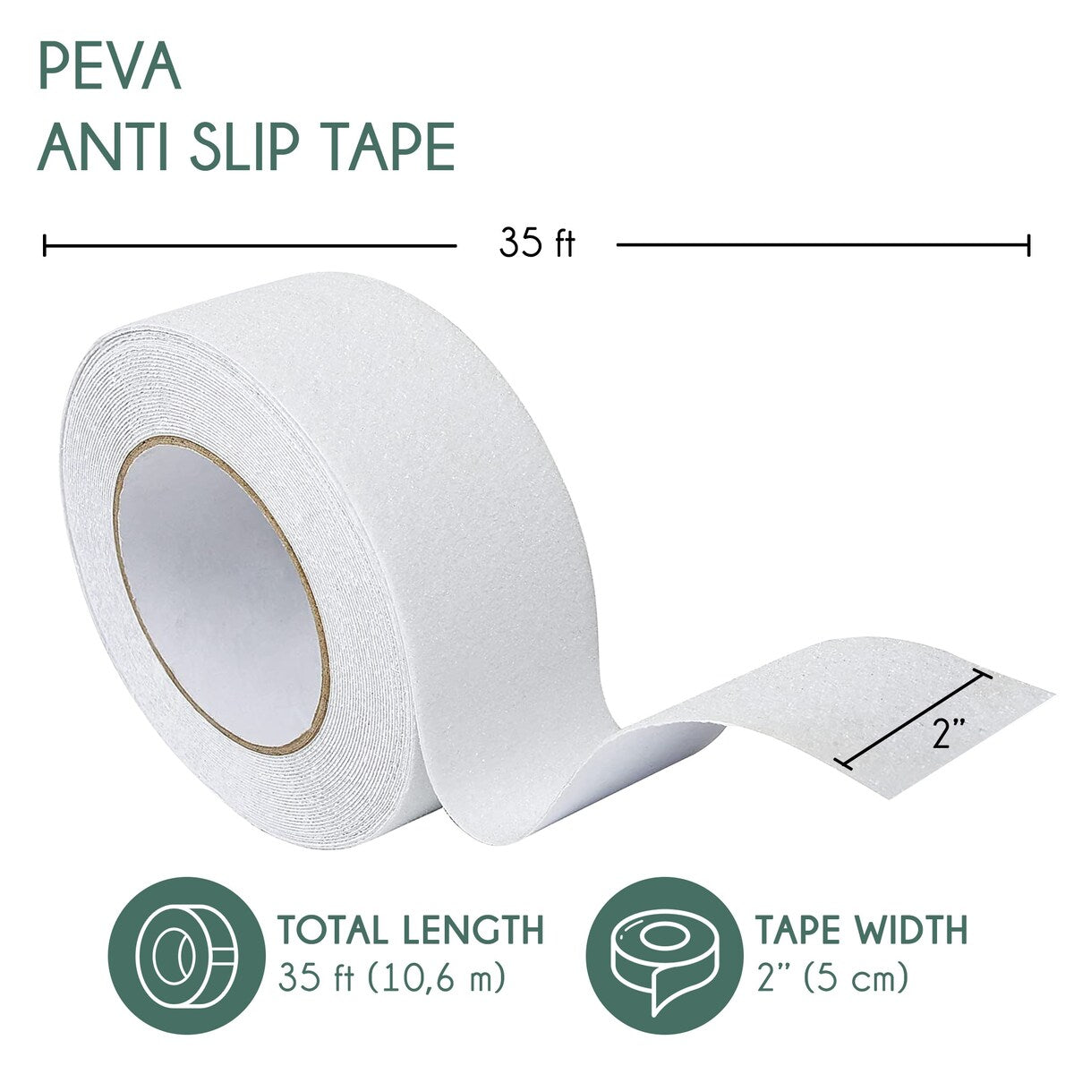 Non-Slip Grip Tape - Waterproof Non-Skid Adhesive Tape For Stairs, - Heavy Duty PEVA Safety Anti Slip Tape