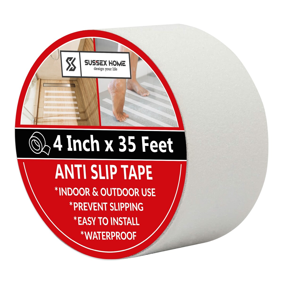 Non-Slip Grip Tape - Waterproof Non-Skid Adhesive Tape For Stairs, - Heavy Duty PEVA Safety Anti Slip Tape