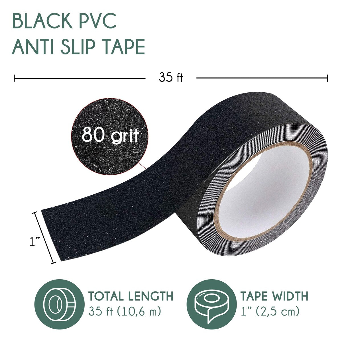 Non-Slip Grip Tape - Waterproof Non-Skid Adhesive Tape For Stairs, - Heavy Duty PEVA Safety Anti Slip Tape