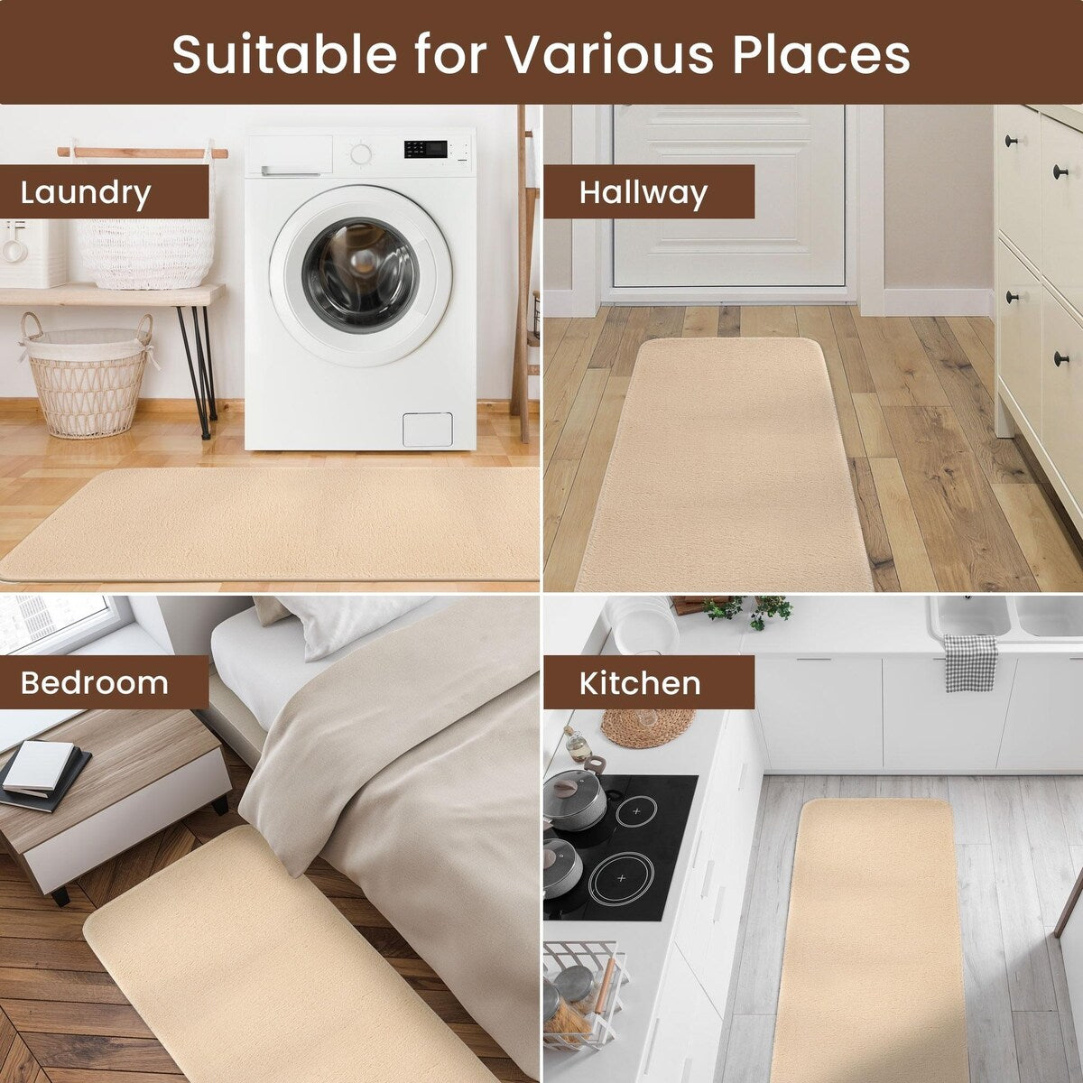 Non-skid Washable Kitchen Runner Rugs (Set of 2) - Set of 44 x 24 and 31.5 x 20 Inches