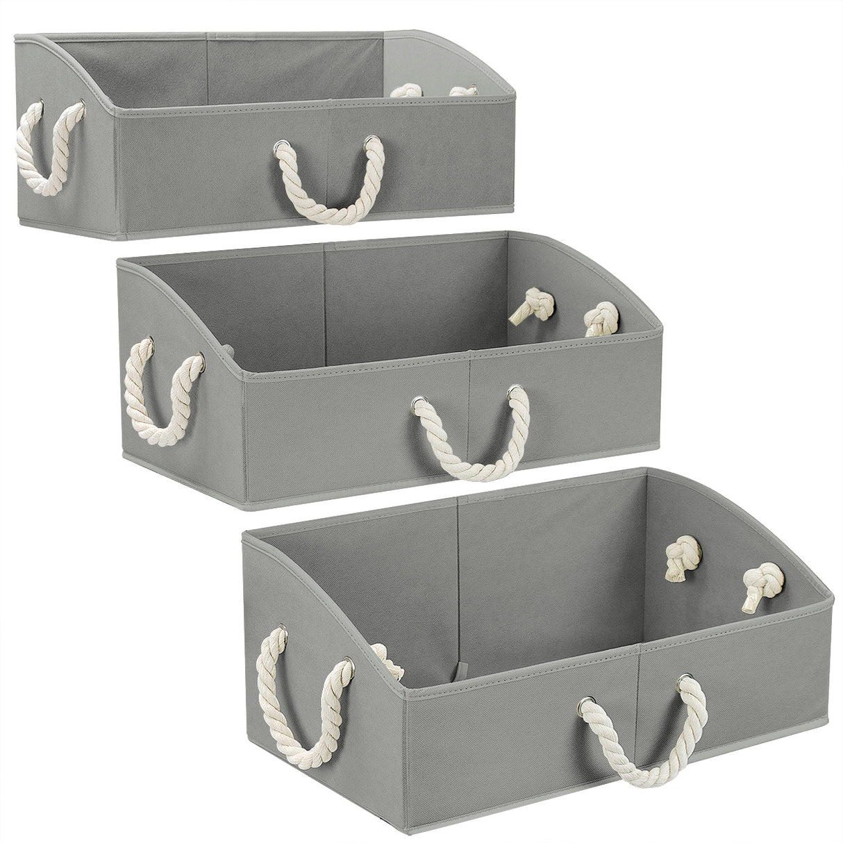 Non-woven Fabric Trapezoid Storgae Box with Cotton Rope - (3 Pack)