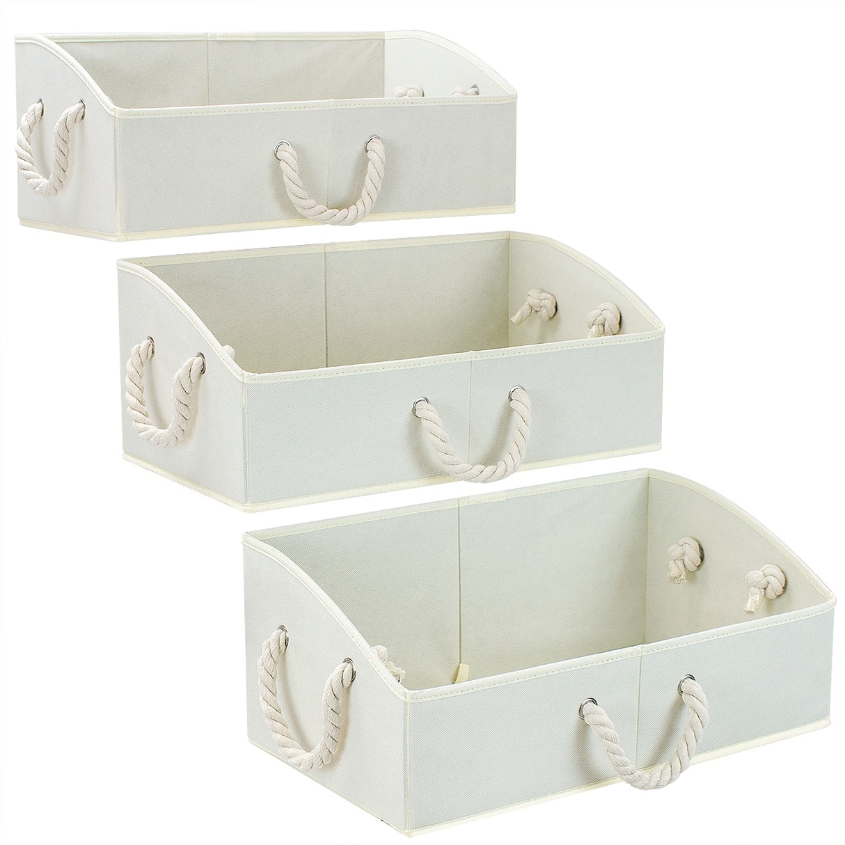 Non-woven Fabric Trapezoid Storgae Box with Cotton Rope - (3 Pack)
