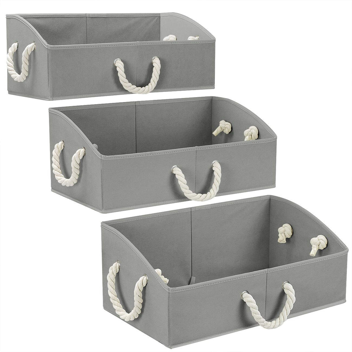 Non-woven Fabric Trapezoid Storgae Box with Cotton Rope - (3 Pack)