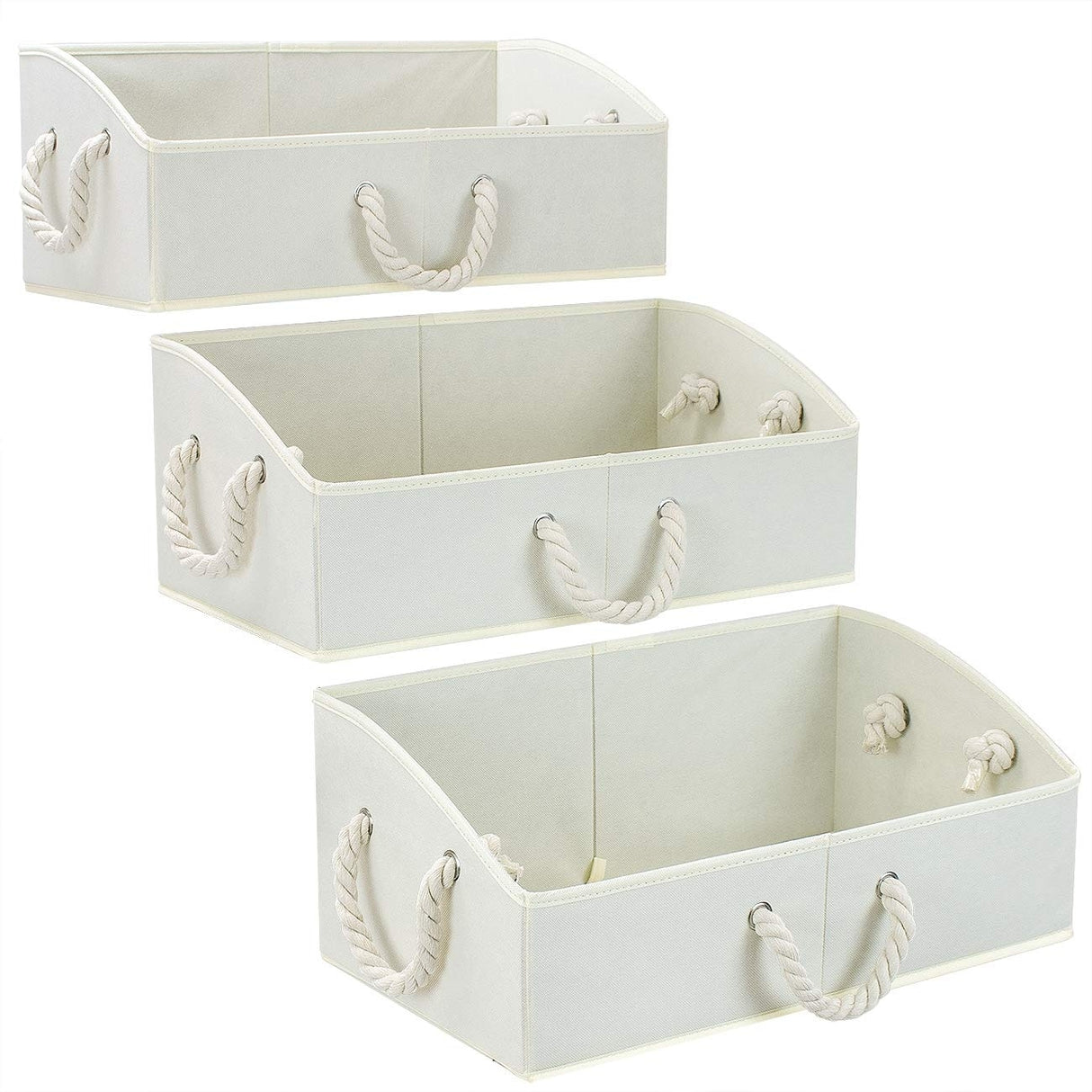Non-woven Fabric Trapezoid Storgae Box with Cotton Rope - (3 Pack)