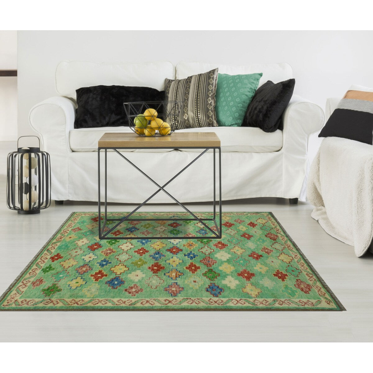 Noori Rug Balochi Aldwin Lt. Green/Ivory Rug - 3'11" x 6'2"
