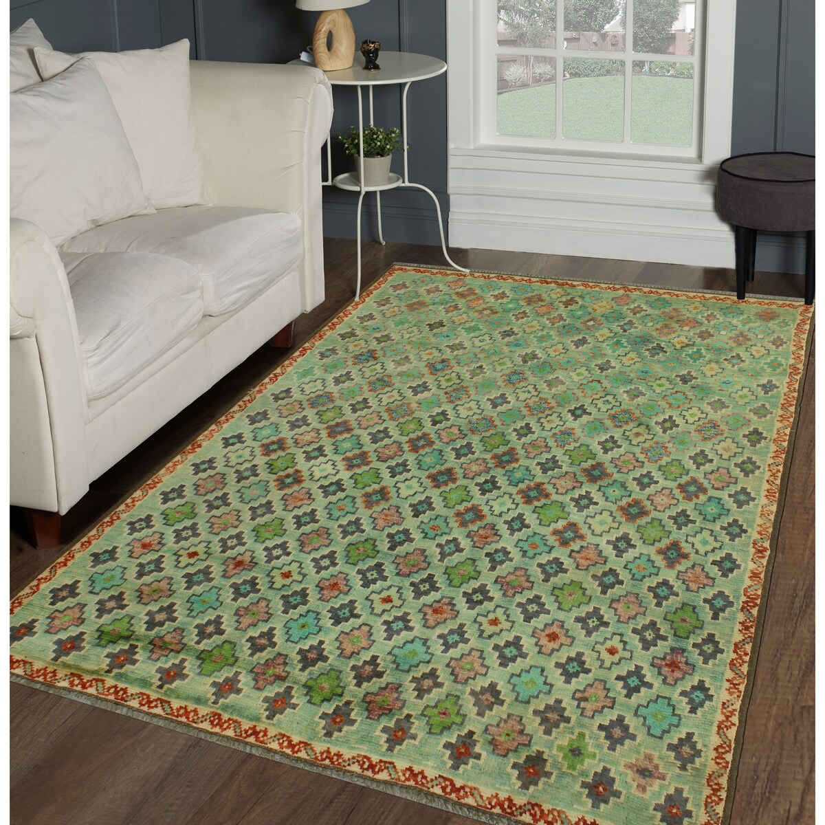 Noori Rug Balochi Ariella Lt. Green/Purple Rug - 4'10" x 6'5"