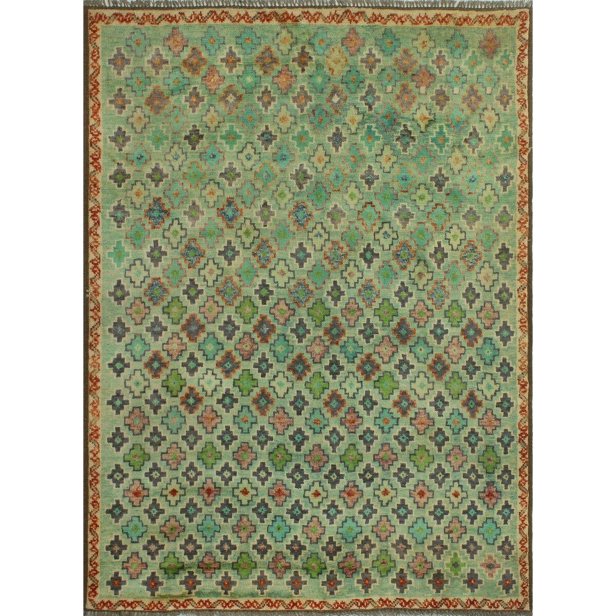 Noori Rug Balochi Ariella Lt. Green/Purple Rug - 4'10" x 6'5"