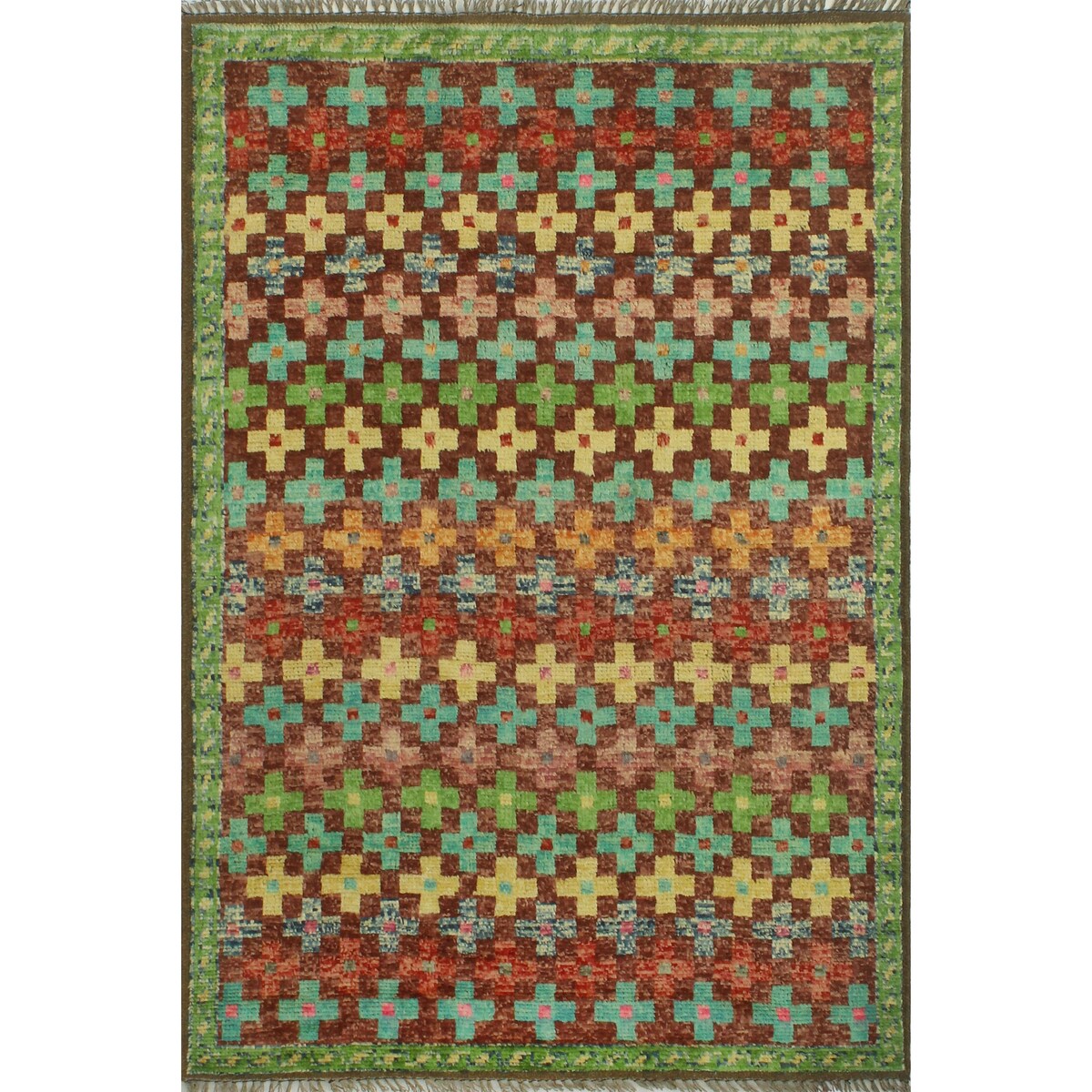 Noori Rug Balochi Brett Burgundy/Lt. Blue Rug - 3'3" x 4'10"