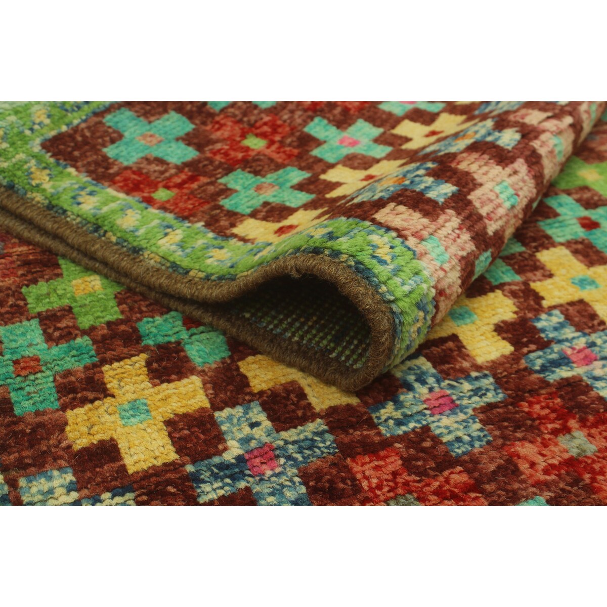 Noori Rug Balochi Brett Burgundy/Lt. Blue Rug - 3'3" x 4'10"