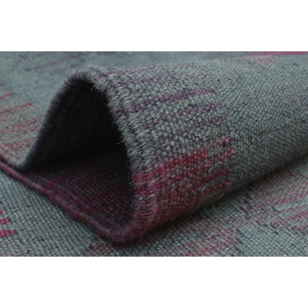 Noori Rug Elan Overdyed Kilim Muzaffer Grey/Pink Rug - 6'3" x 9'6"